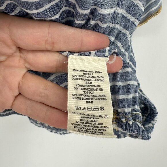 Free People Allora Crochet Cropped Boho Top Blue Stripe Medium - Picture 7 of 9